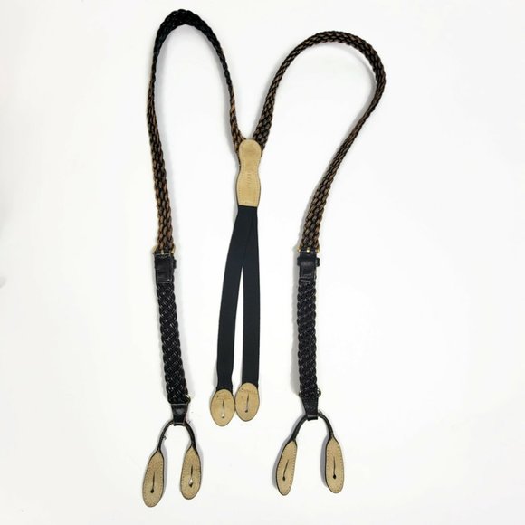 Martin Dingman Braided Leather Button Suspenders Black Very Nice Condition - Picture 8 of 14